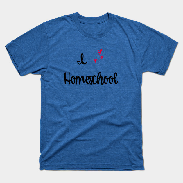 I love homeschool (3 hearts, black text) t-shirts, mugs, stickers