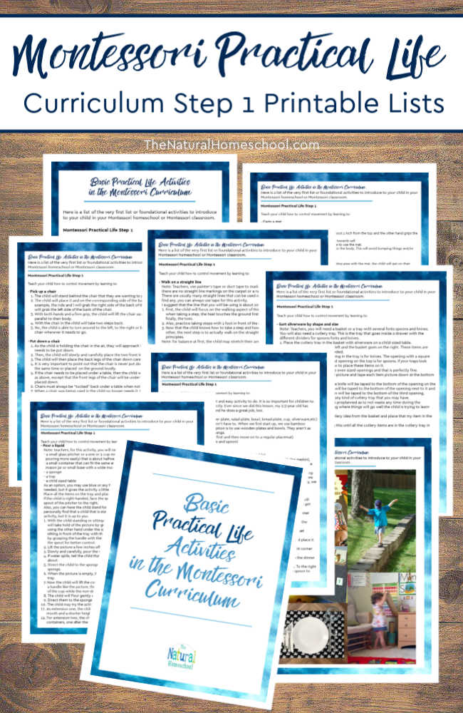 Montessori Practical Life Curriculum Step 1 Printable List